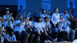 Capres nomor urut 2, Prabowo Subianto saat menghadiri acara apel akbar bersama relawan muda TKN di JCC Senayan. (Dok. TKN Prabowo Gibran)

