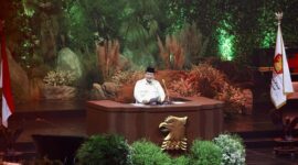 Acara peringatan HUT ke-17 Partai Gerindra yang digelar di Sentul International Convention Center (SICC), Sentul, Bogor. (Facebook.com @Prabowo Subianto)